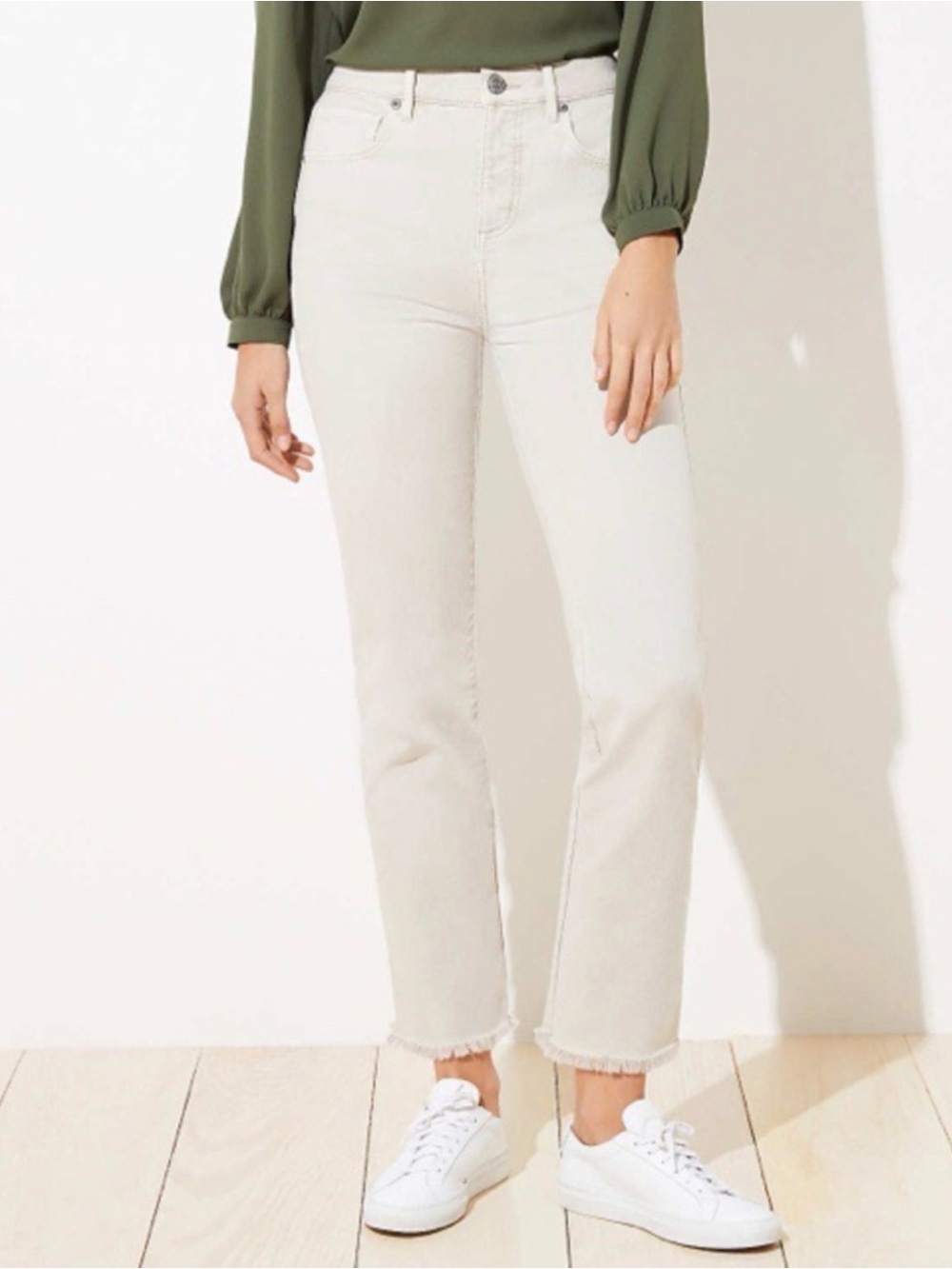 LOFT Beige Straight-Leg Jeans Size 12